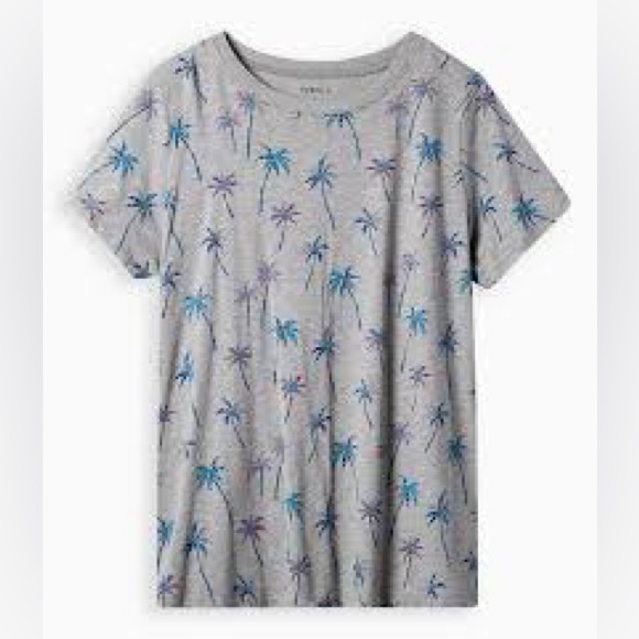 torrid Tops - Torrid Grey with colorful palm trees tee shirt